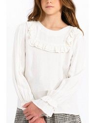 Front flounce bib shirt