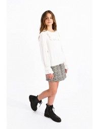 Front flounce bib shirt