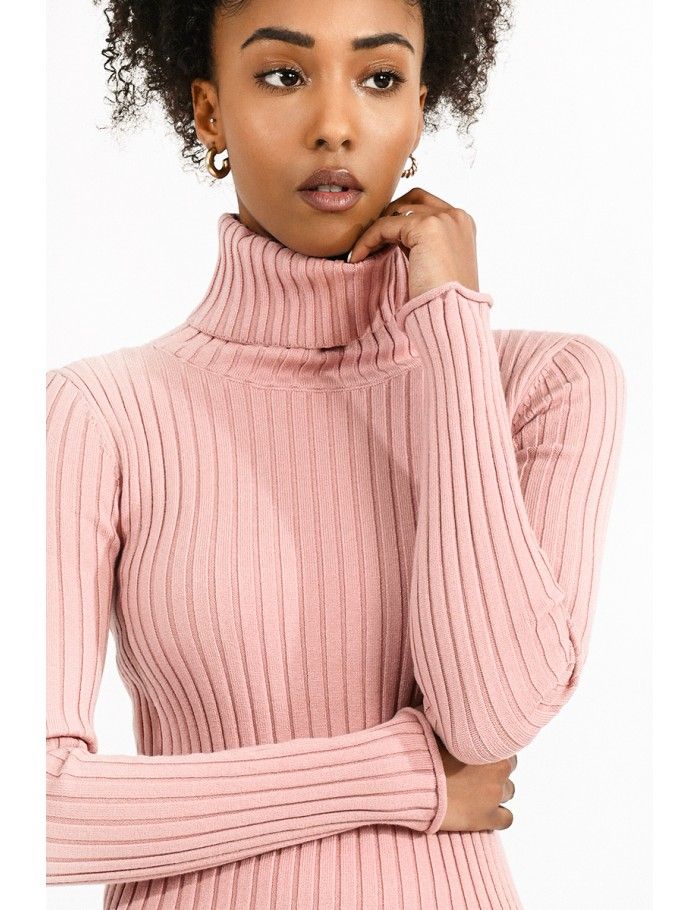 Ribbed sweater, turtleneck
