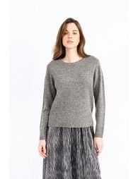 Knitted sweater with iridescent mesh