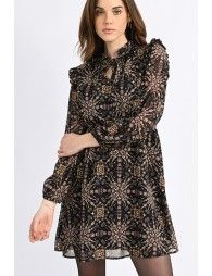 Printed dress with puff sleeves