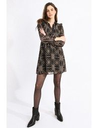 Printed dress with puff sleeves