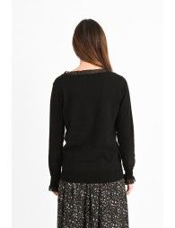 V-neck sweater with ribbon trim