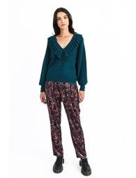 Ruffled v-neck jumper
