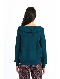 Ruffled v-neck jumper