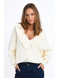 Ruffled v-neck jumper