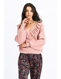 Ruffled v-neck jumper