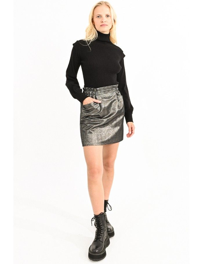 Mini skirt with iridescent herringbone
