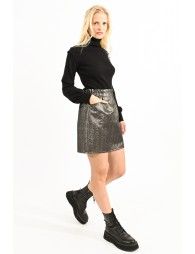 Mini skirt with iridescent herringbone