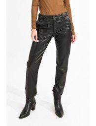 Vegan leather straight pants