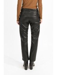 Vegan leather straight pants