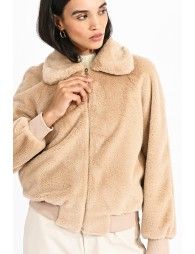 Zipped faux fur jacket