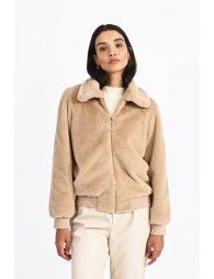 Zipped faux fur jacket