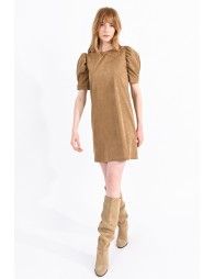 Mini velvet dress with puff sleeves