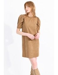 Mini velvet dress with puff sleeves