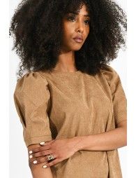 Mini velvet dress with puff sleeves
