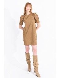 Mini velvet dress with puff sleeves