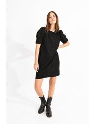 Mini velvet dress with puff sleeves