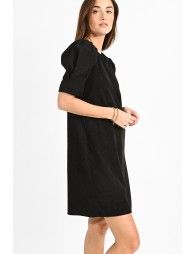 Mini velvet dress with puff sleeves