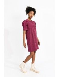 Mini velvet dress with puff sleeves