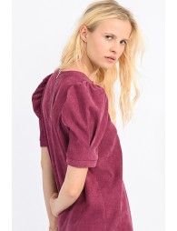Mini velvet dress with puff sleeves