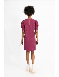 Mini velvet dress with puff sleeves