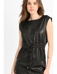 Vegan leather sleeveless dress