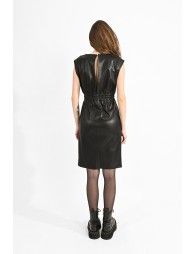 Vegan leather sleeveless dress