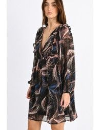 Mini dress, V-neck and puff sleeves
