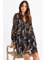 Mini dress, V-neck and puff sleeves