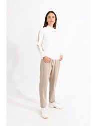 High collar sweater with ribbon trim