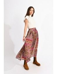 Patchwork printed maxi skirt