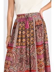 Patchwork printed maxi skirt
