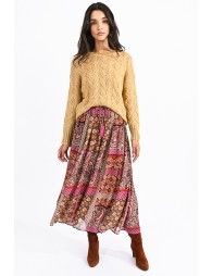 Patchwork printed maxi skirt