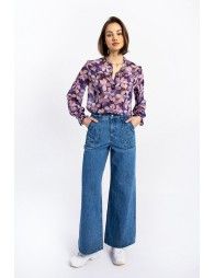 Wide leg denim pants
