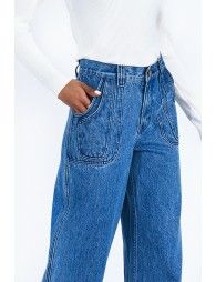 Wide leg denim pants