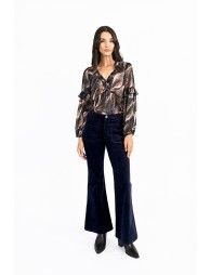 Flare leg velvet pants