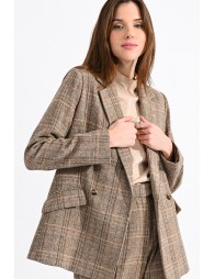 Double-breasted herringbone blazer