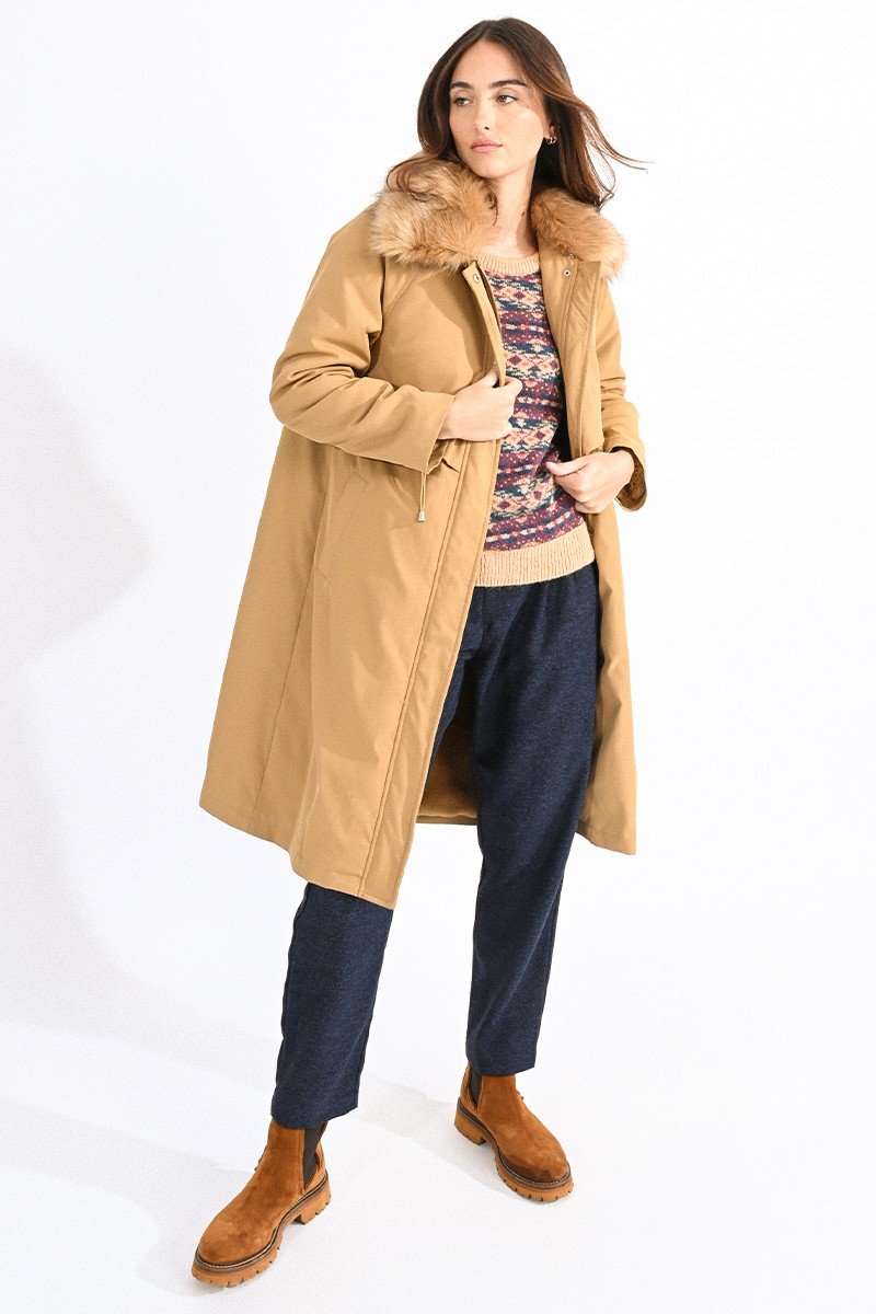 Faux fur trim parka - Molly Bracken E-Shop