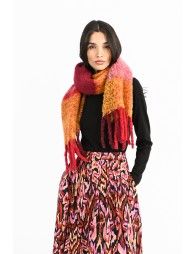 Fluffy plaid scarf