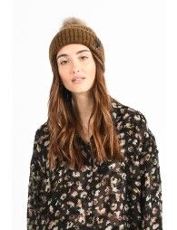 Sequin heart and pompom beanie