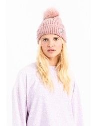 Sequin heart and pompom beanie