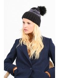 Fake fur pompom beanie