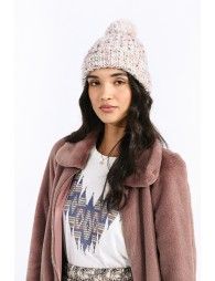Mottled beanie with pompom