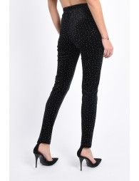 Velvet leggings with polka dots