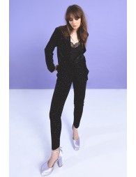 Velvet leggings with polka dots