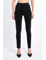 Velvet leggings with polka dots