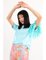Top with ruffles one shoulder