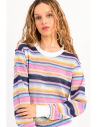 Thin openwork striped sweater