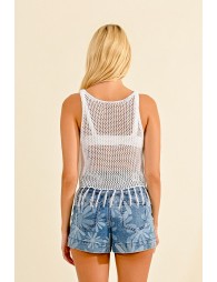 Cropped tank top with fringe